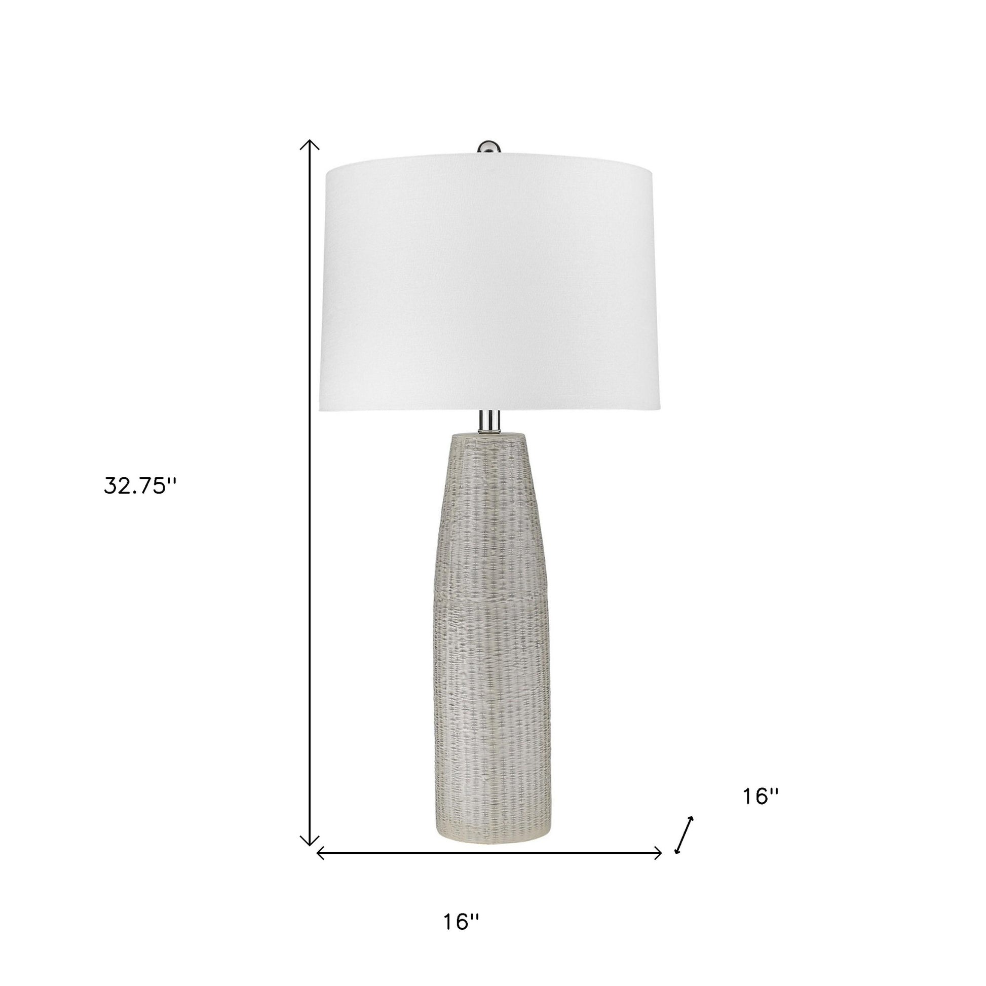 33" Light Gray Ceramic Table Lamp With White Drum Shade-Table Lamps-DECOROLALA