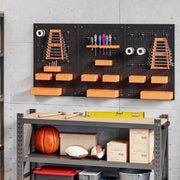 33-Piece Metal Pegboard Tool Organizer - Black/Orange-Home Improvement > Tools > Tool Organizers-DECOROLALA