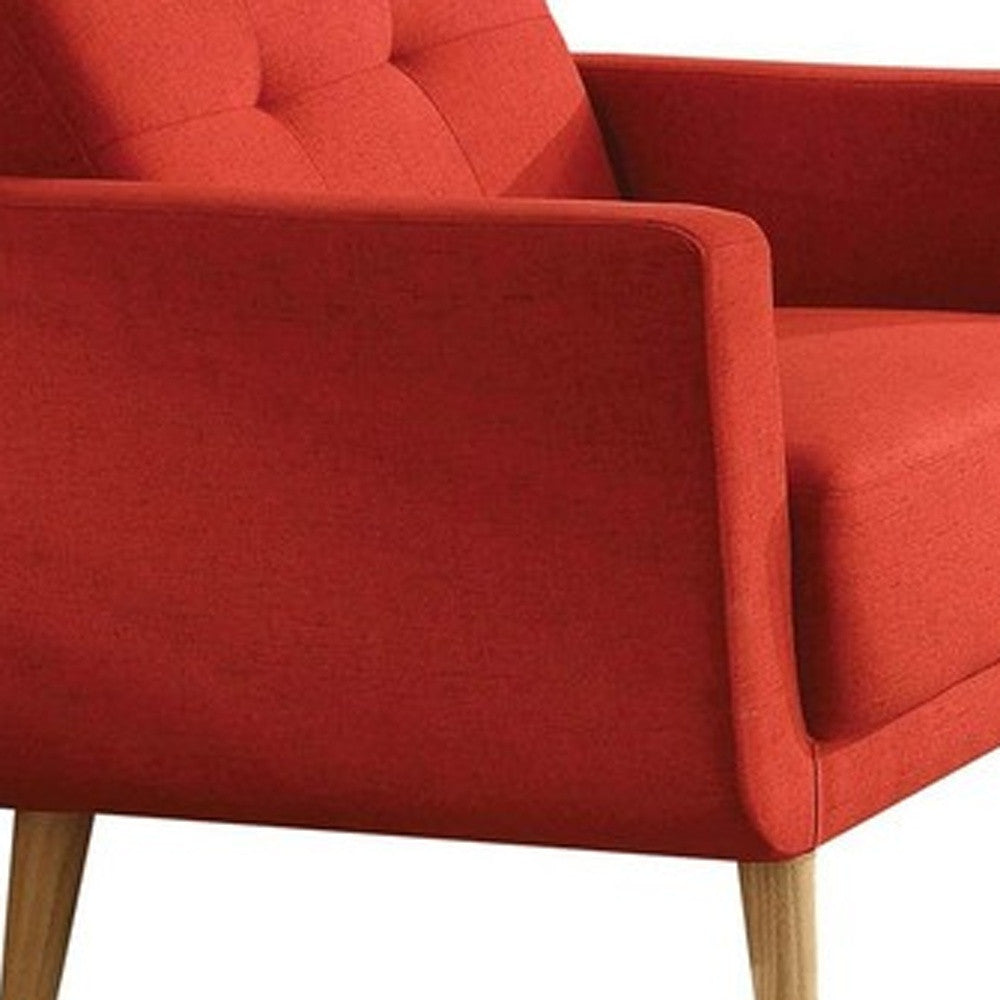 33" Red and Brown Linen Arm Chair-Accent Chairs-DECOROLALA