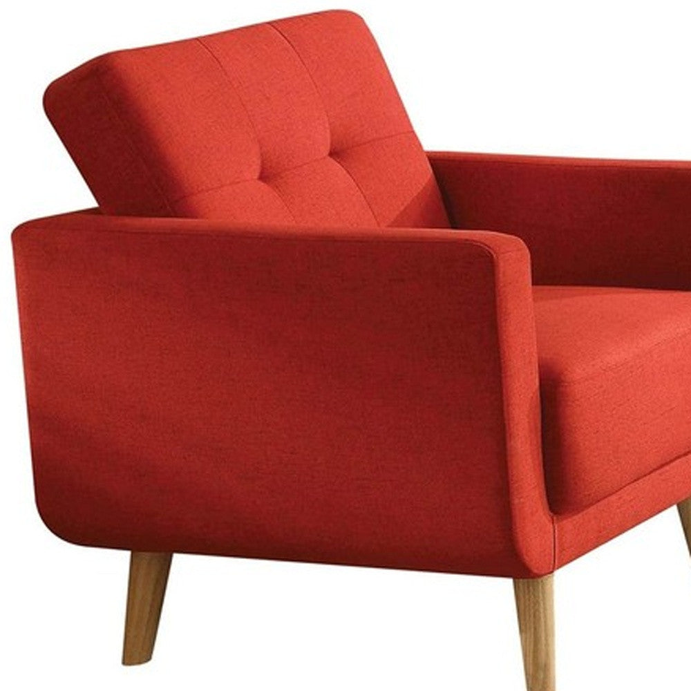 33" Red and Brown Linen Arm Chair-Accent Chairs-DECOROLALA