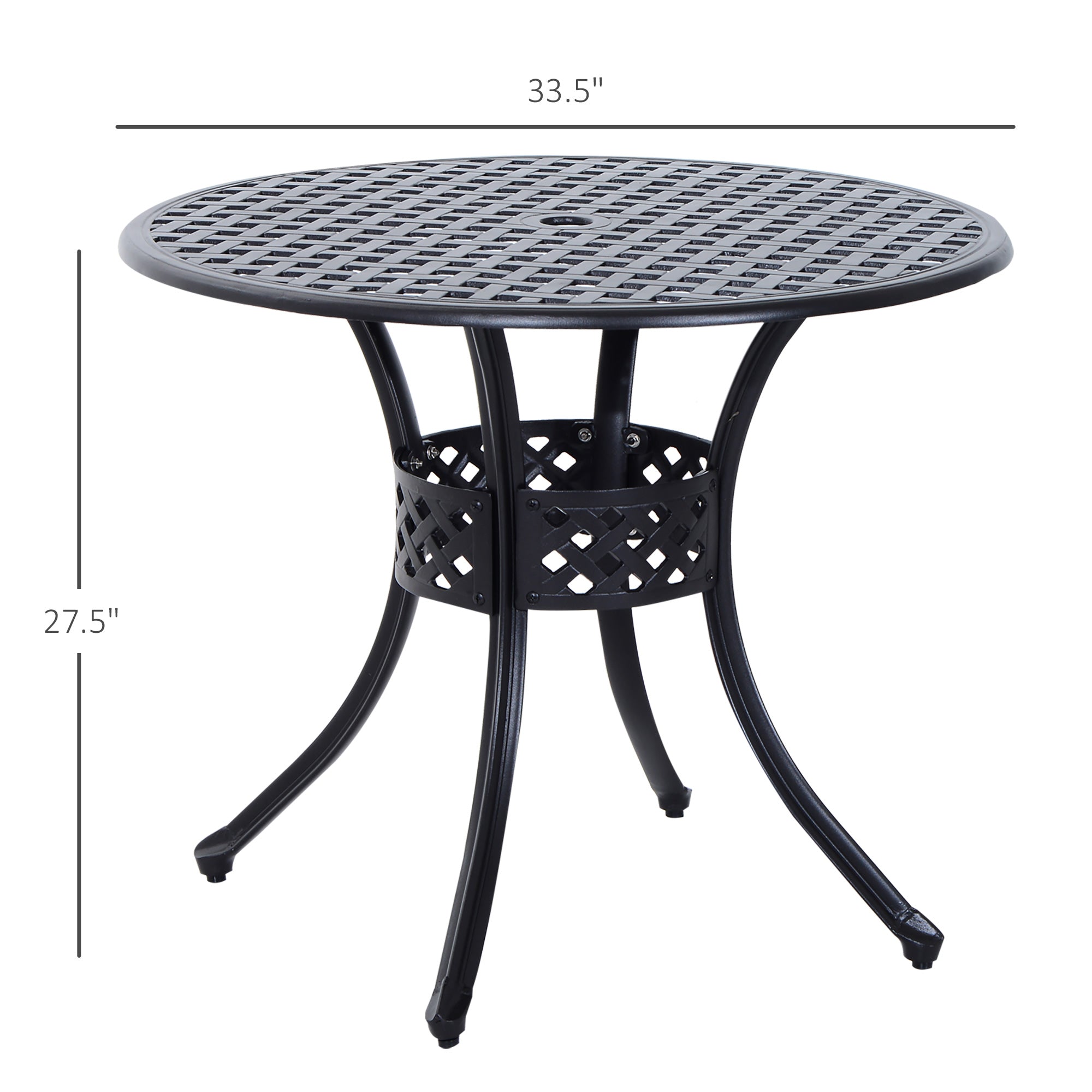 33" Round Patio Dining Table Cast Aluminum Black-DECOROLALA