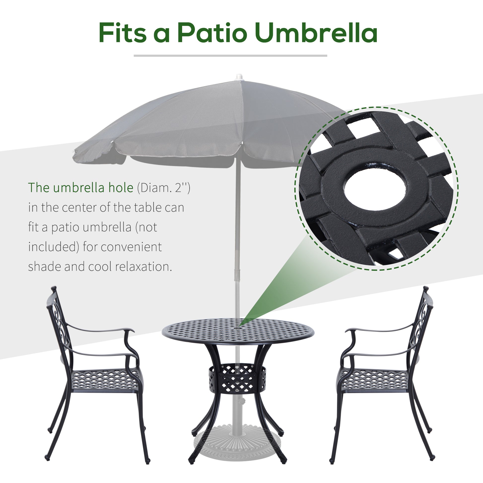 33" Round Patio Dining Table Cast Aluminum Black-DECOROLALA