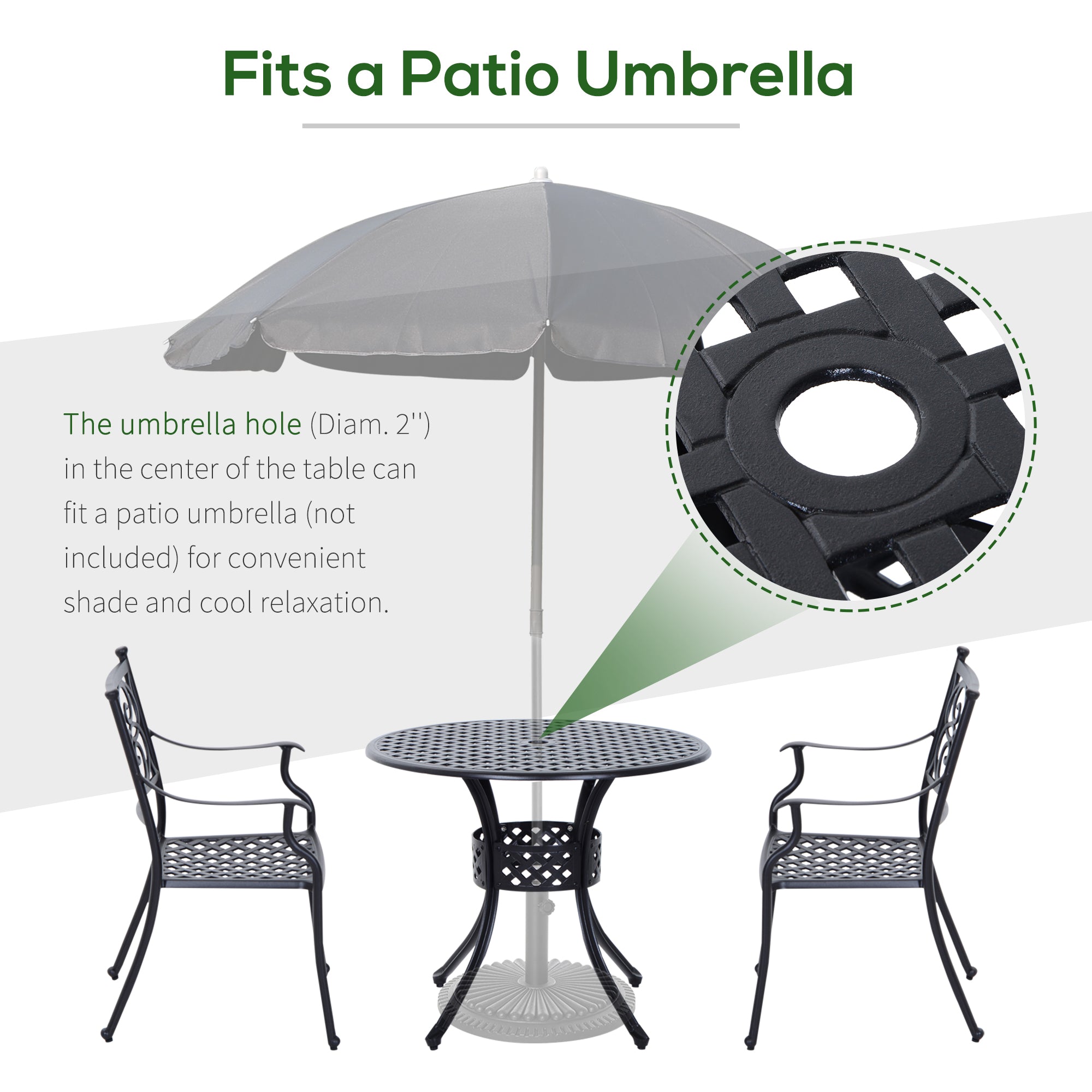 33" Round Patio Dining Table Cast Aluminum Black-DECOROLALA