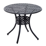 33" Round Patio Dining Table Cast Aluminum Black-DECOROLALA