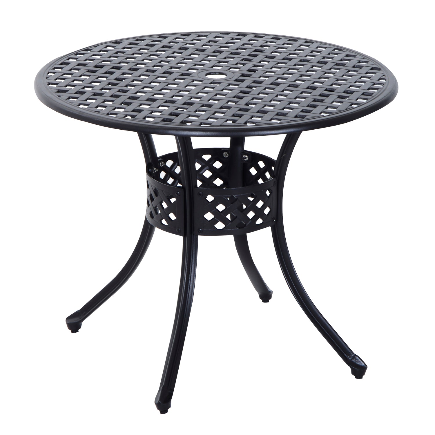 33" Round Patio Dining Table Cast Aluminum Black-DECOROLALA