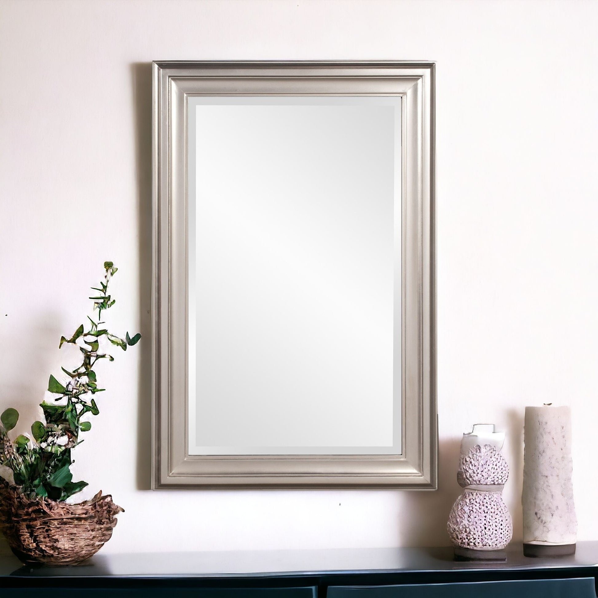 33" Silver Framed Accent Mirror-Mirrors-DECOROLALA