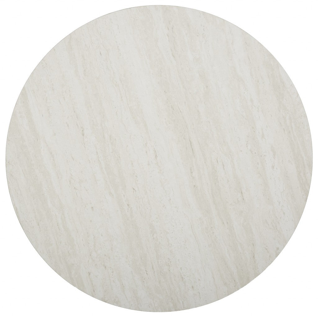 33" Silver Manufactured Wood And Metal Round Coffee Table-Coffee Tables-DECOROLALA