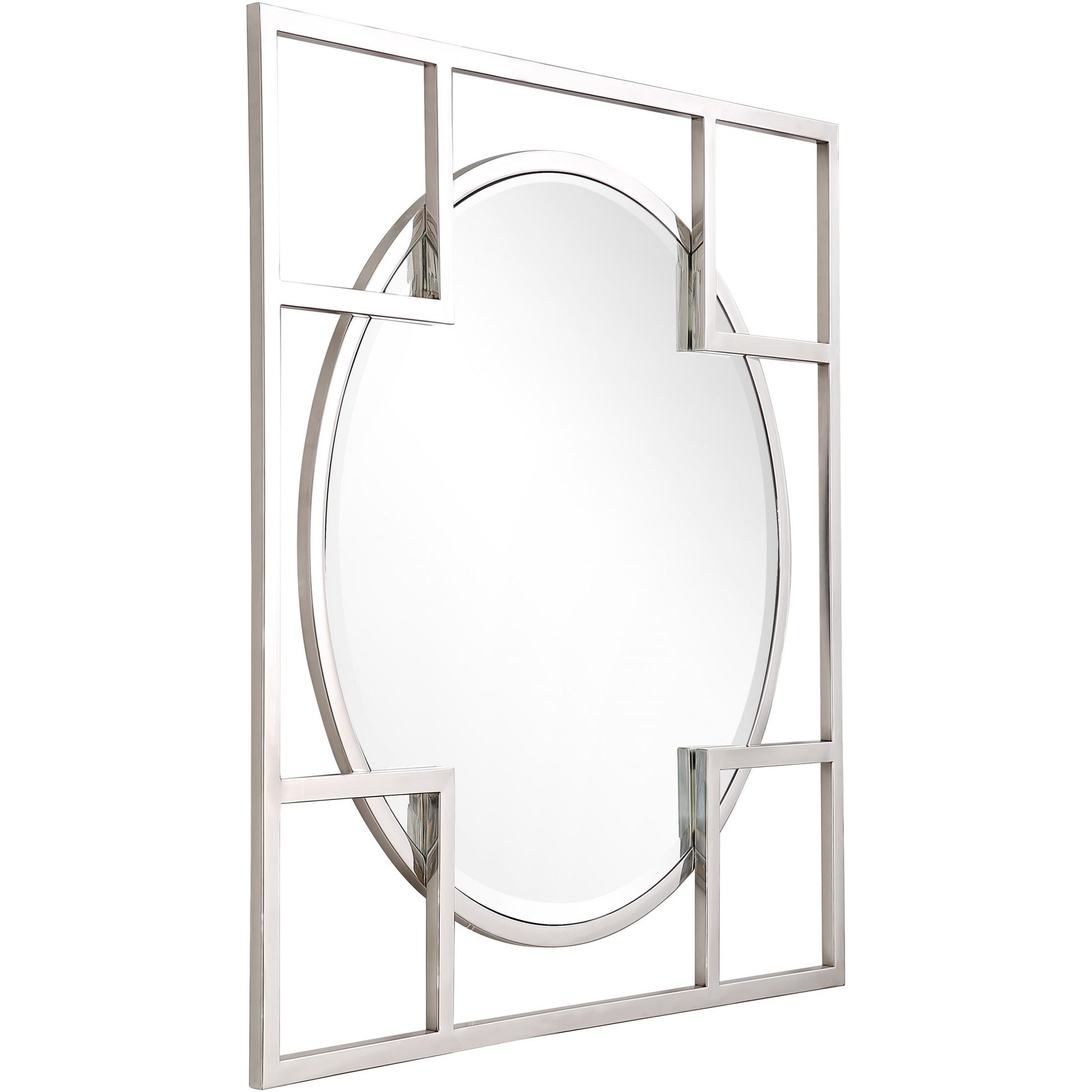 33" Silver Square Metal Framed Accent Mirror-Mirrors-DECOROLALA