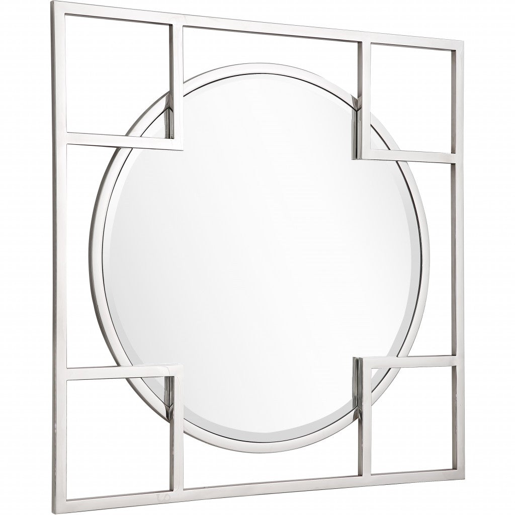 33" Silver Square Metal Framed Accent Mirror-Mirrors-DECOROLALA