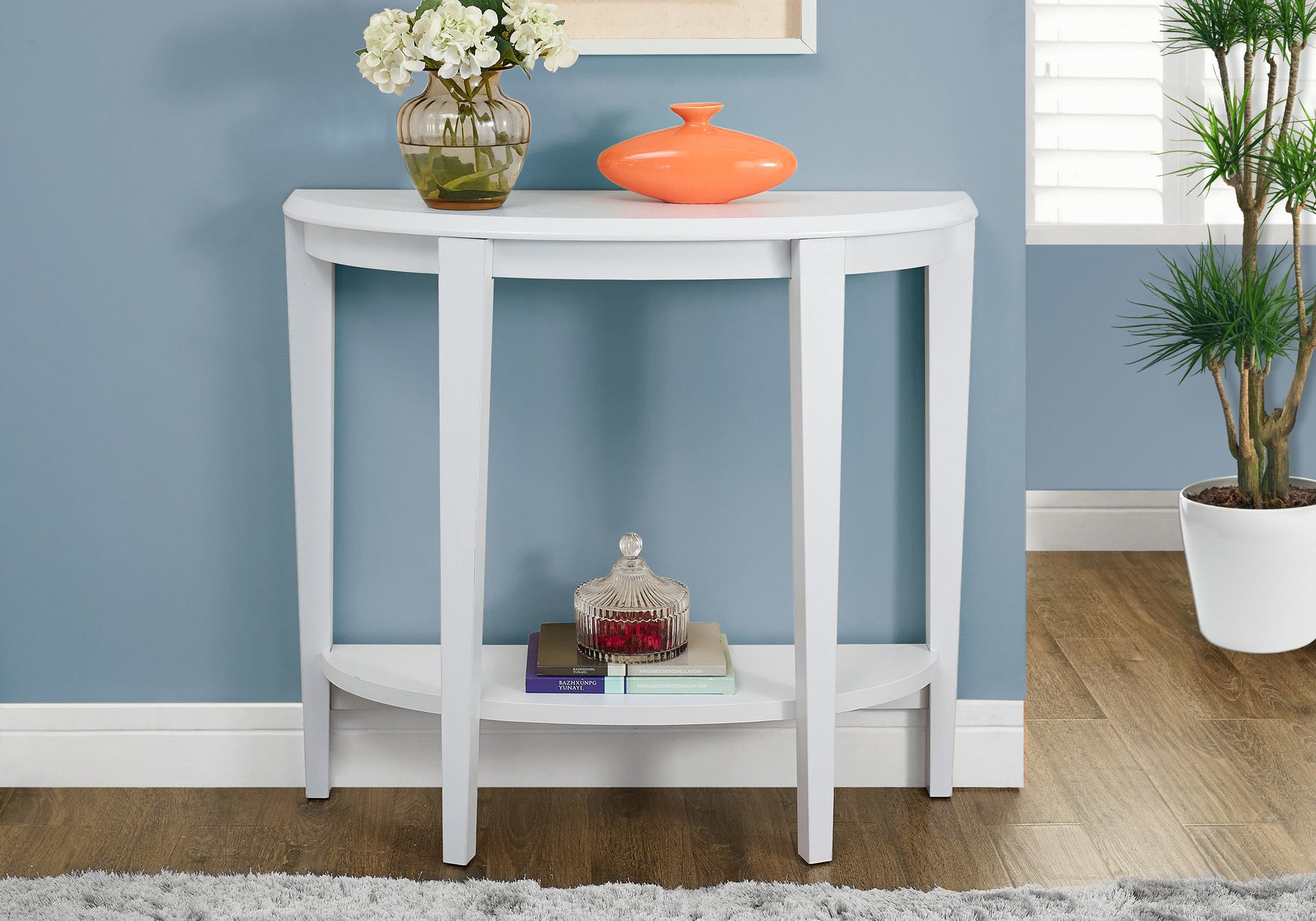 33" White End Table With Shelf-End-Side Tables-DECOROLALA