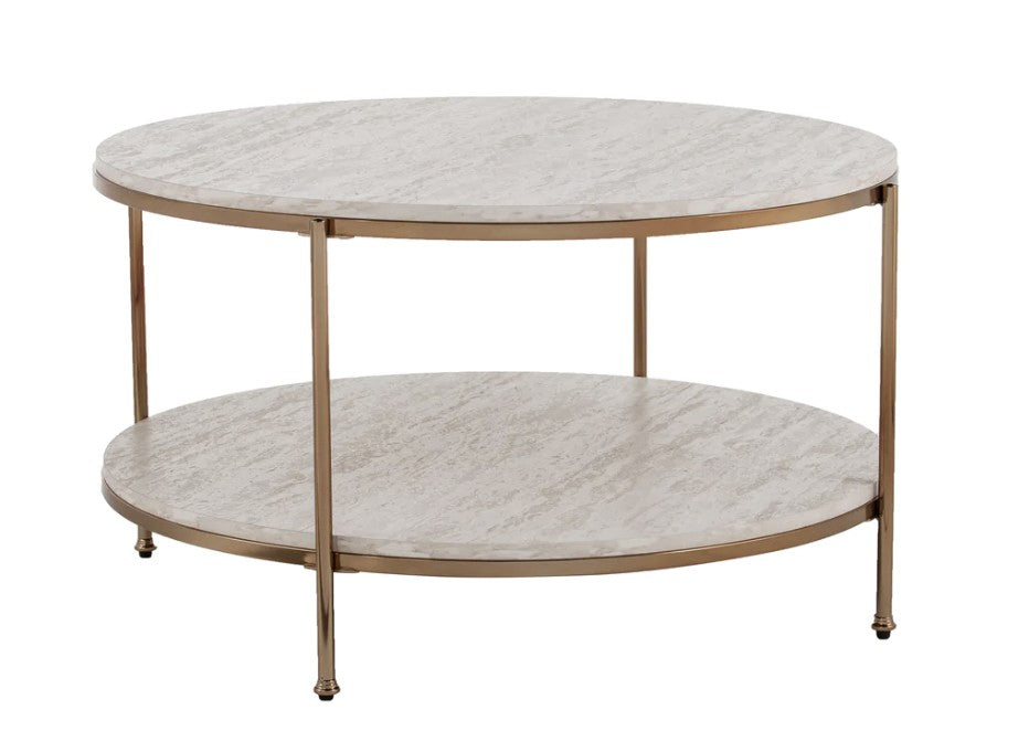 33" White Solid Manufactured Wood And Metal Square Coffee Table-Coffee Tables-DECOROLALA
