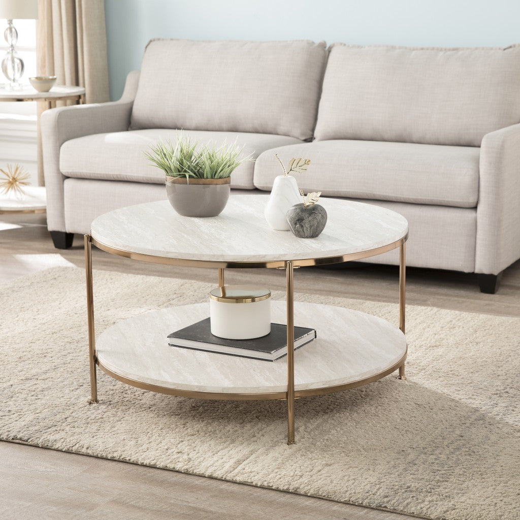 33" White Solid Manufactured Wood And Metal Square Coffee Table-Coffee Tables-DECOROLALA