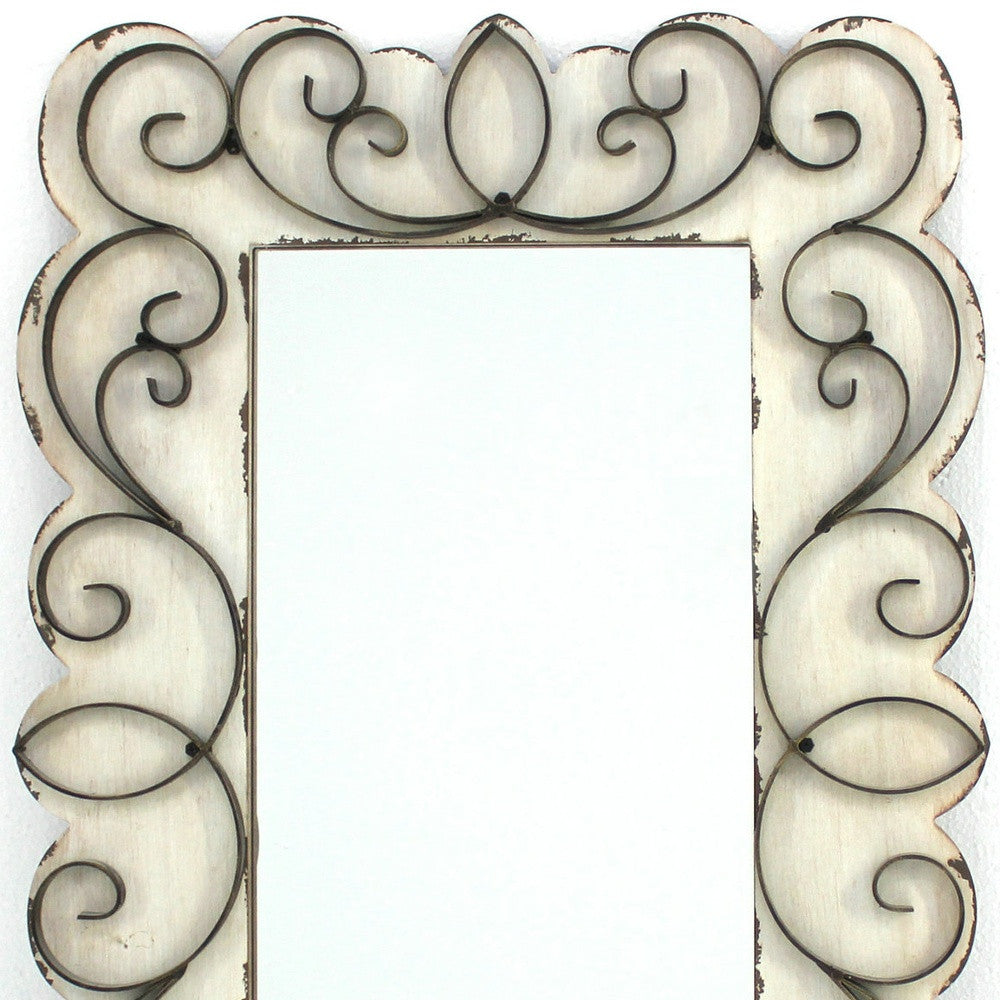 33" White Wood Framed Accent Mirror-Mirrors-DECOROLALA