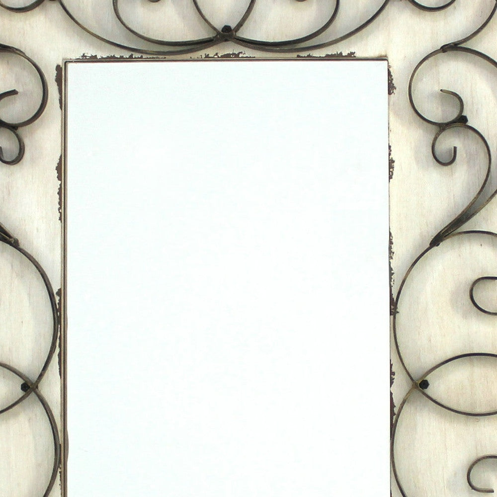 33" White Wood Framed Accent Mirror-Mirrors-DECOROLALA