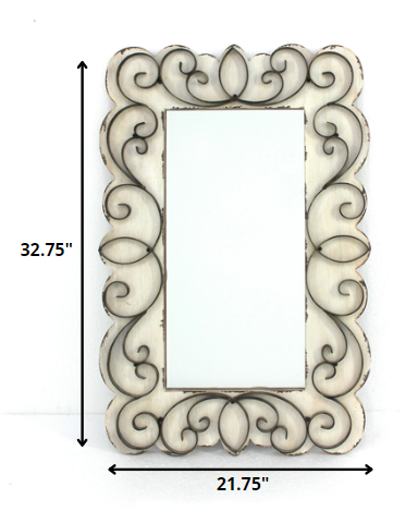 33" White Wood Framed Accent Mirror-Mirrors-DECOROLALA