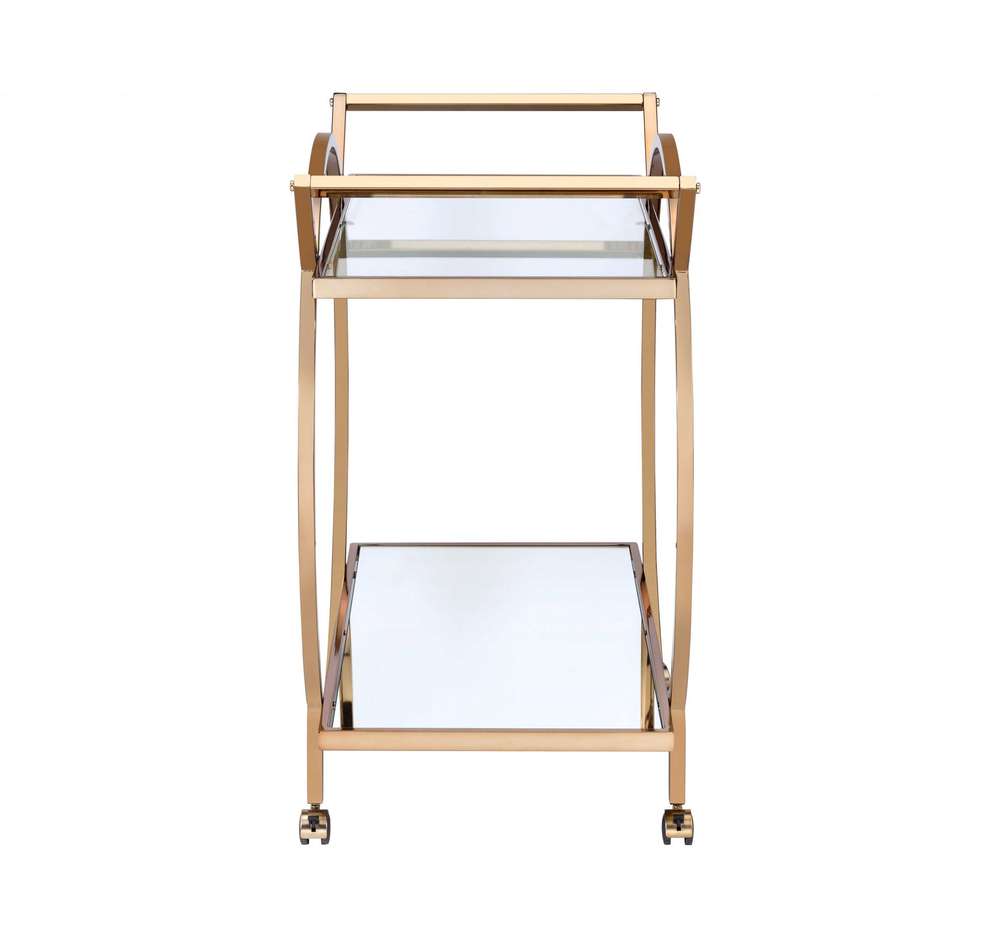 33" X 19" X 35" Champagne Metal Tube Serving Cart-Kitchen Carts-Islands-DECOROLALA