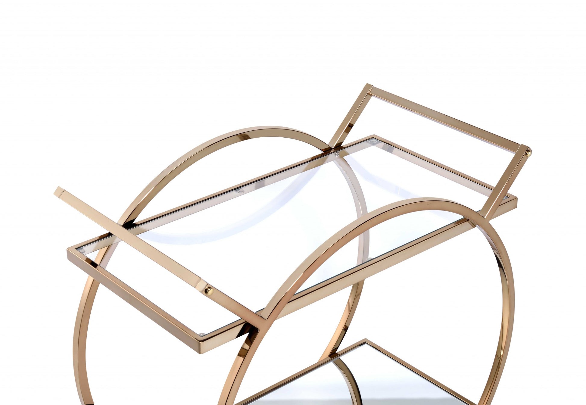 33" X 19" X 35" Champagne Metal Tube Serving Cart-Kitchen Carts-Islands-DECOROLALA