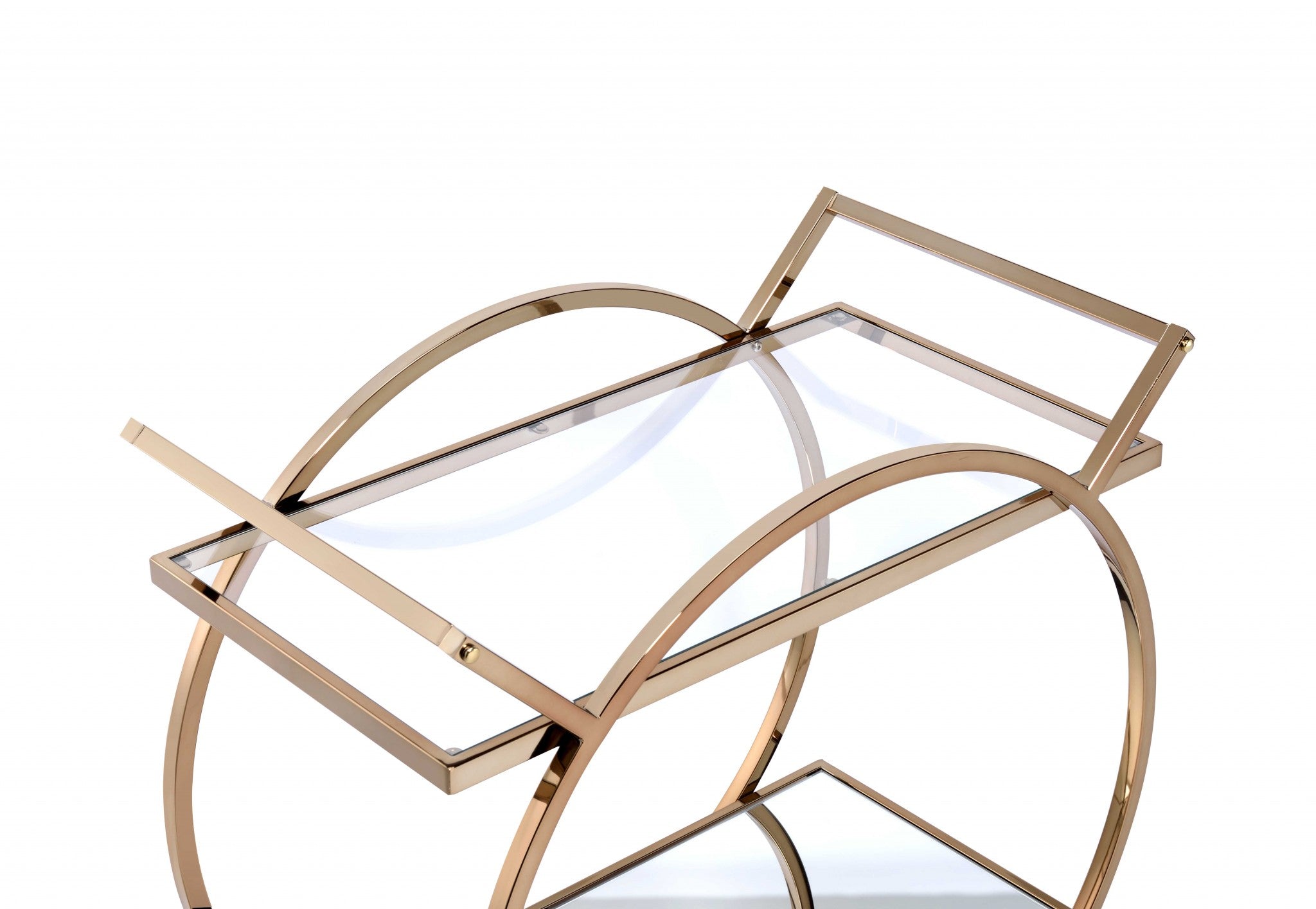 33" X 19" X 35" Champagne Metal Tube Serving Cart-Kitchen Carts-Islands-DECOROLALA