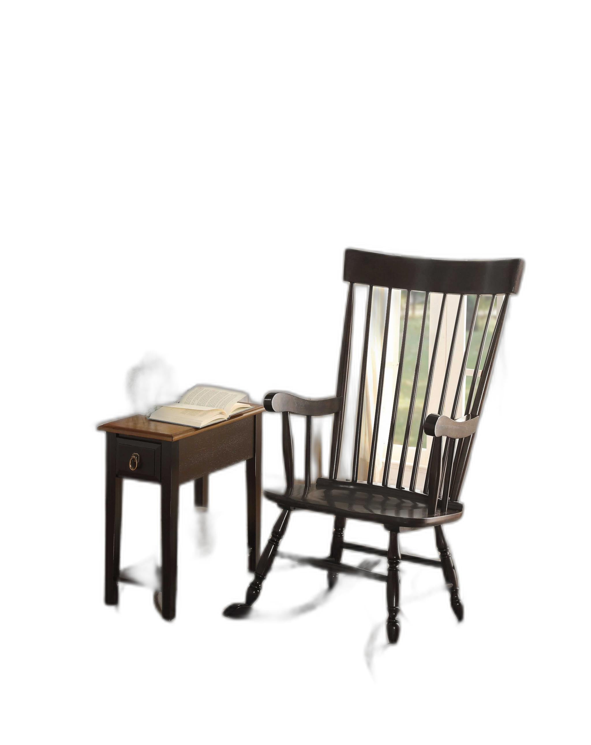 33" X 25" X 45" Black Wood Rocking Chair-Rocking Chairs-DECOROLALA