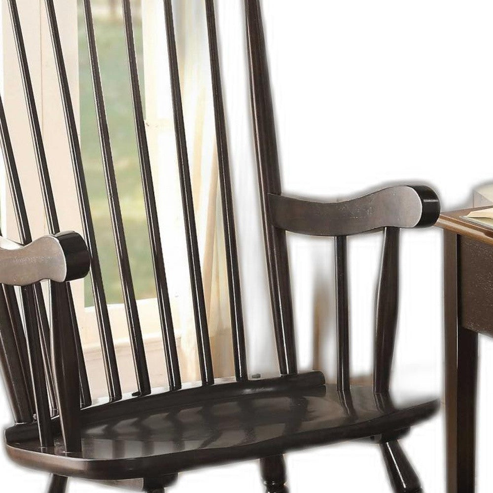 33" X 25" X 45" Black Wood Rocking Chair-Rocking Chairs-DECOROLALA