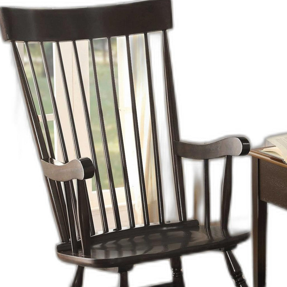 33" X 25" X 45" Black Wood Rocking Chair-Rocking Chairs-DECOROLALA