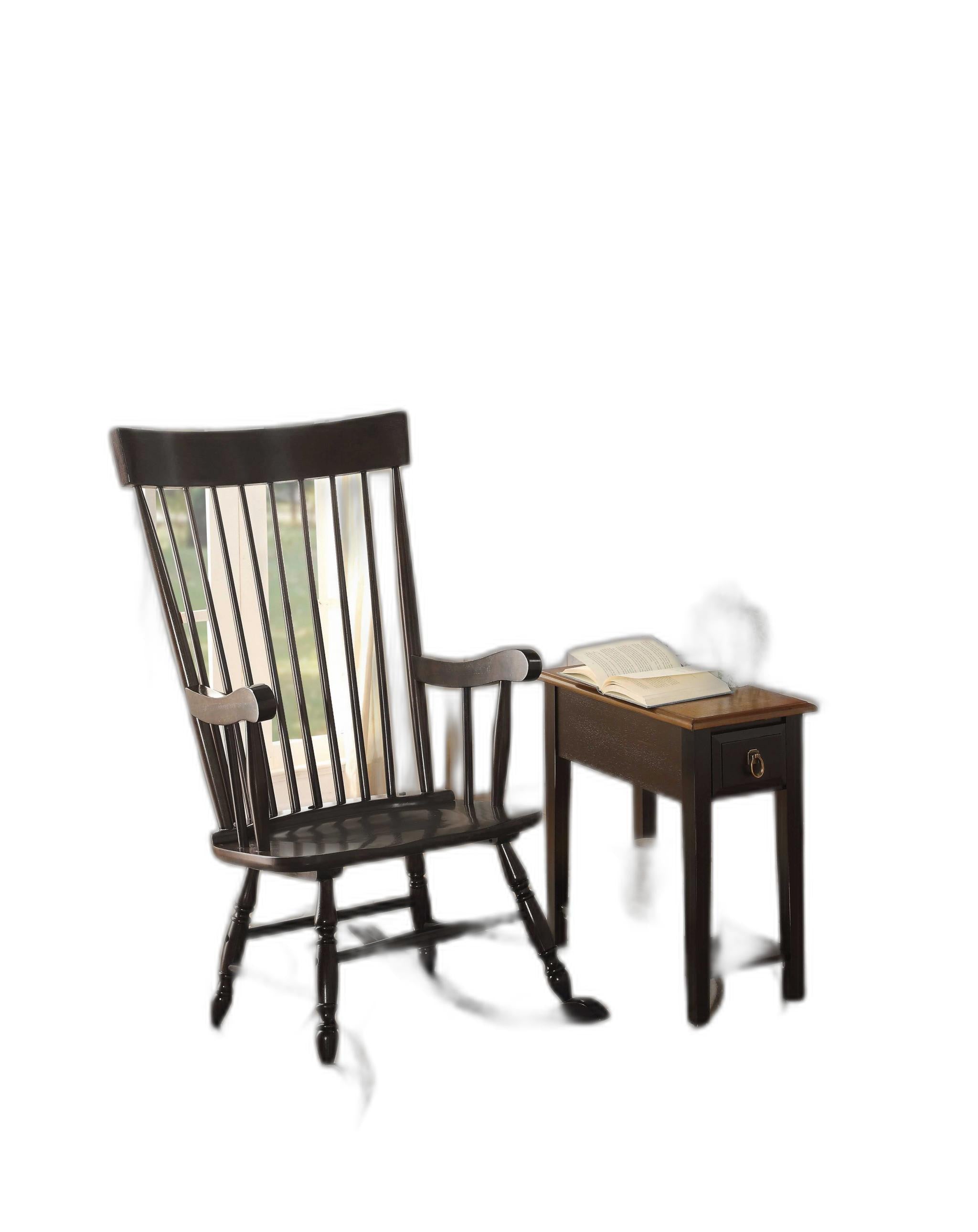 33" X 25" X 45" Black Wood Rocking Chair-Rocking Chairs-DECOROLALA