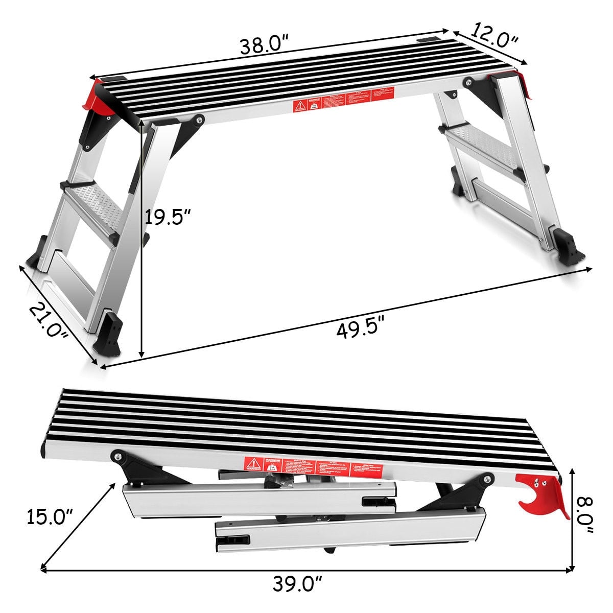 330 lbs Aluminum Folding Non-slip Drywall Step Stool Ladder-Kitchen Tools-DECOROLALA
