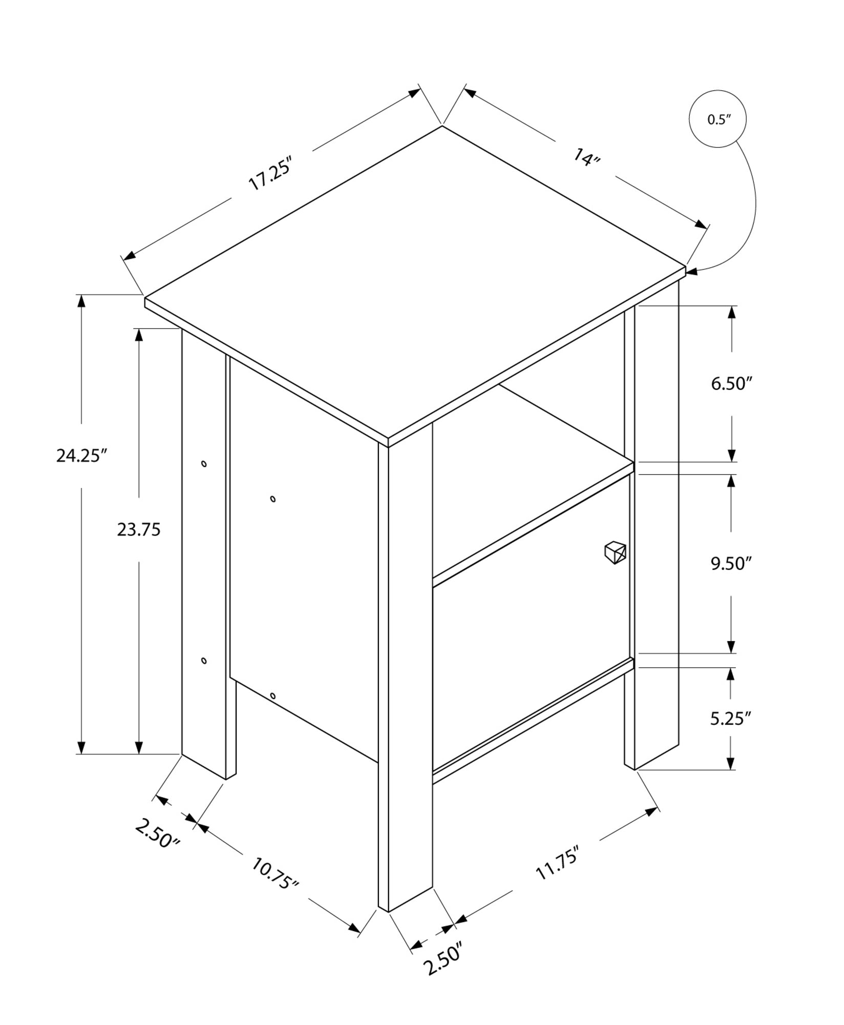 24" Gray Wood End Table With Shelf-End-Side Tables-DECOROLALA