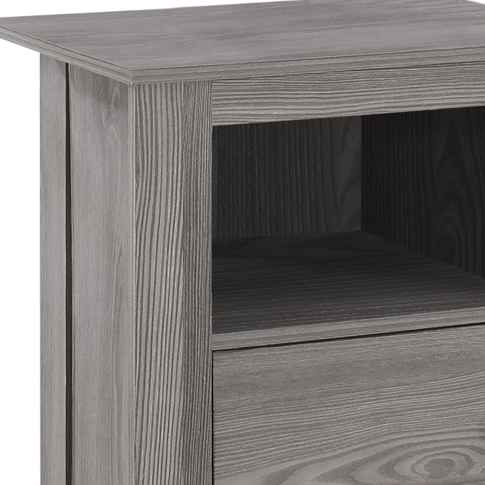 24" Gray Wood End Table With Shelf-End-Side Tables-DECOROLALA