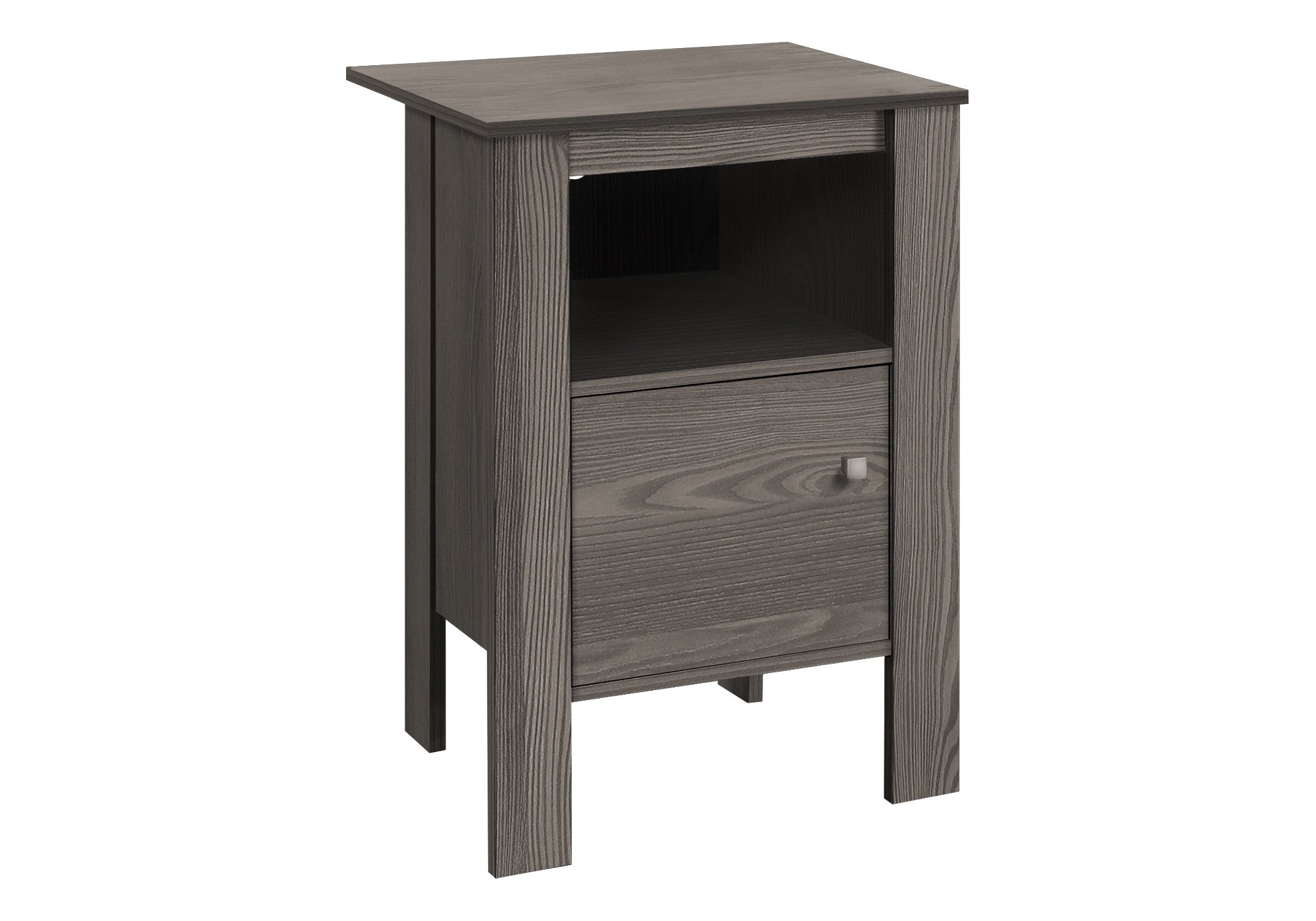 24" Gray Wood End Table With Shelf-End-Side Tables-DECOROLALA