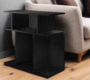 24" Black Wood End Table With Six Open Shelves-0
