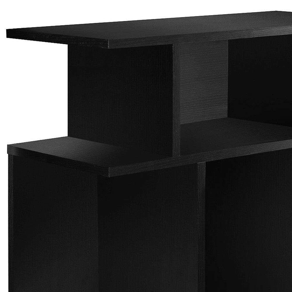 24" Black Wood End Table With Six Open Shelves-2