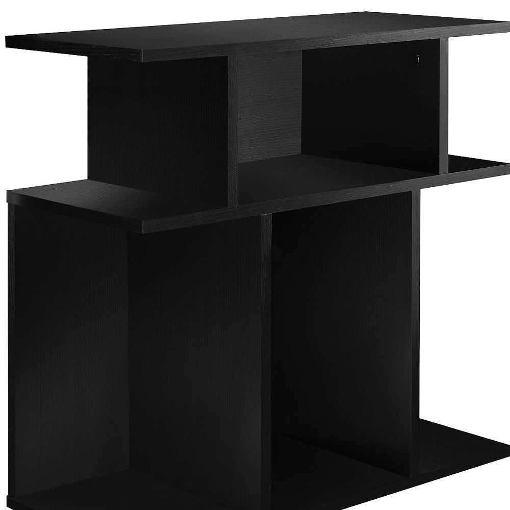 24" Black Wood End Table With Six Open Shelves-1