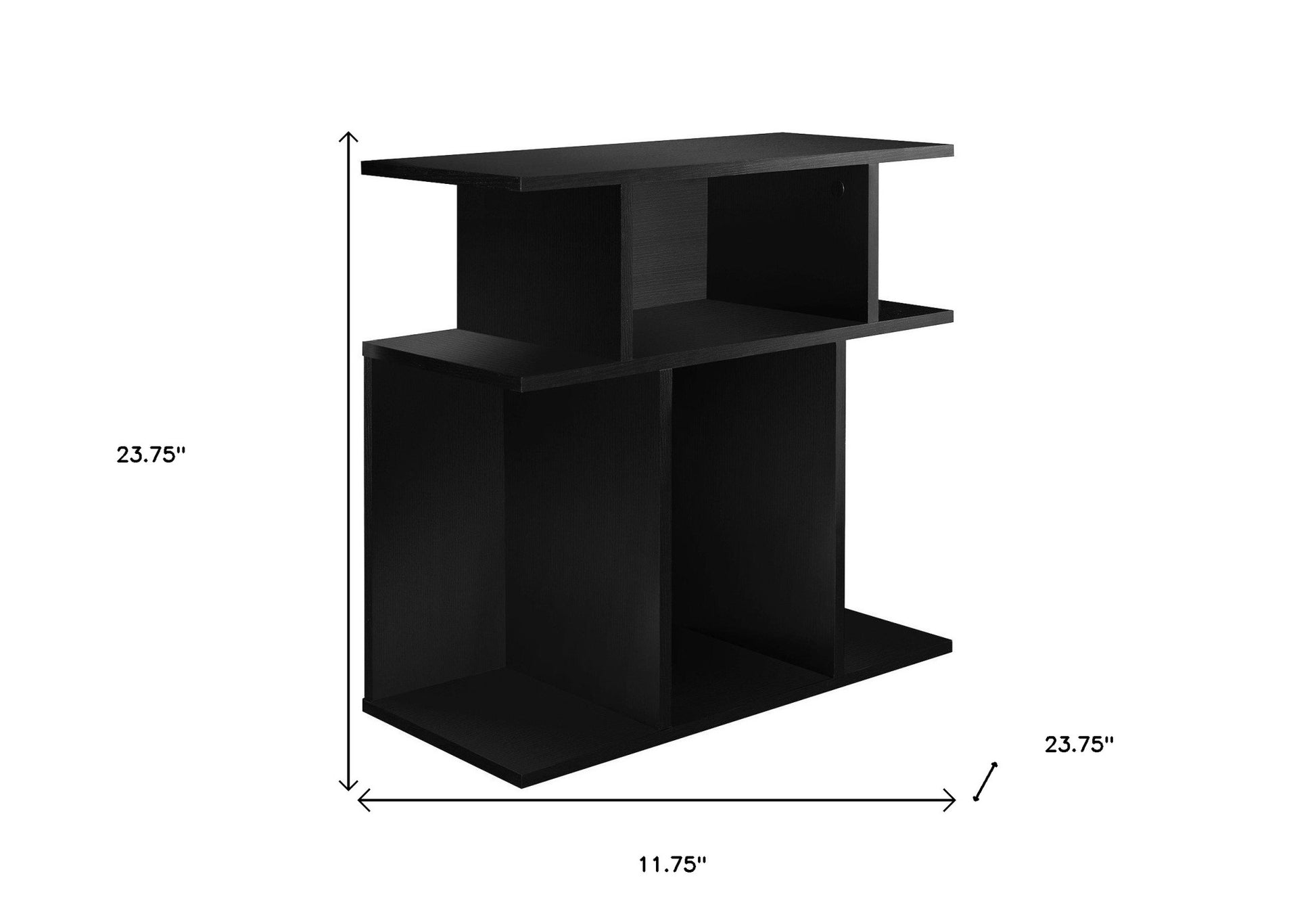 24" Black Wood End Table With Six Open Shelves-3