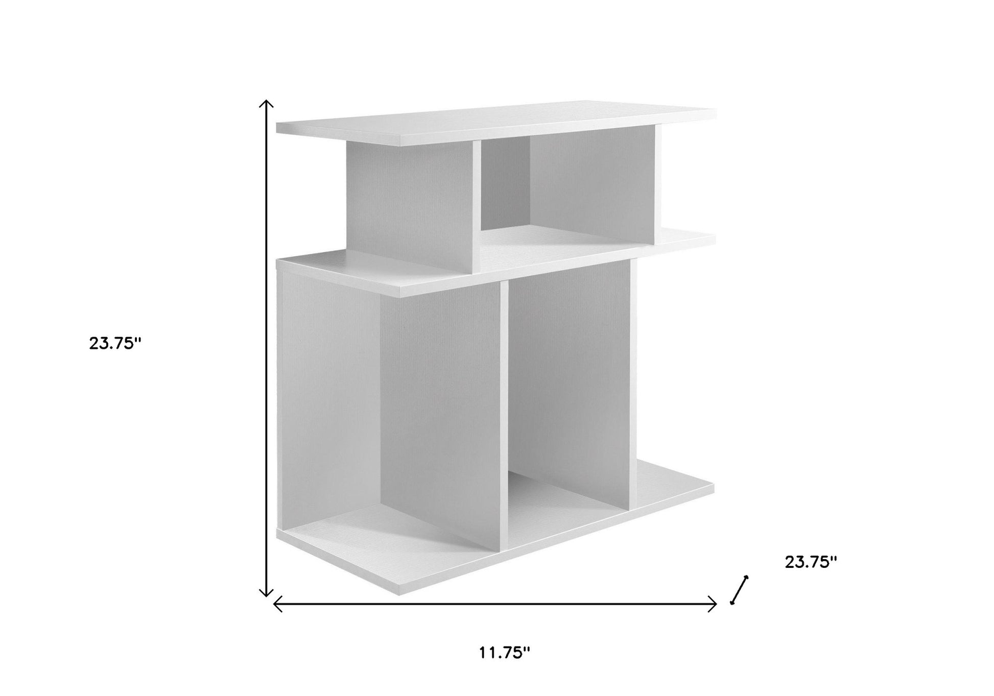 24" White Wood End Table With Six Open Shelves-3