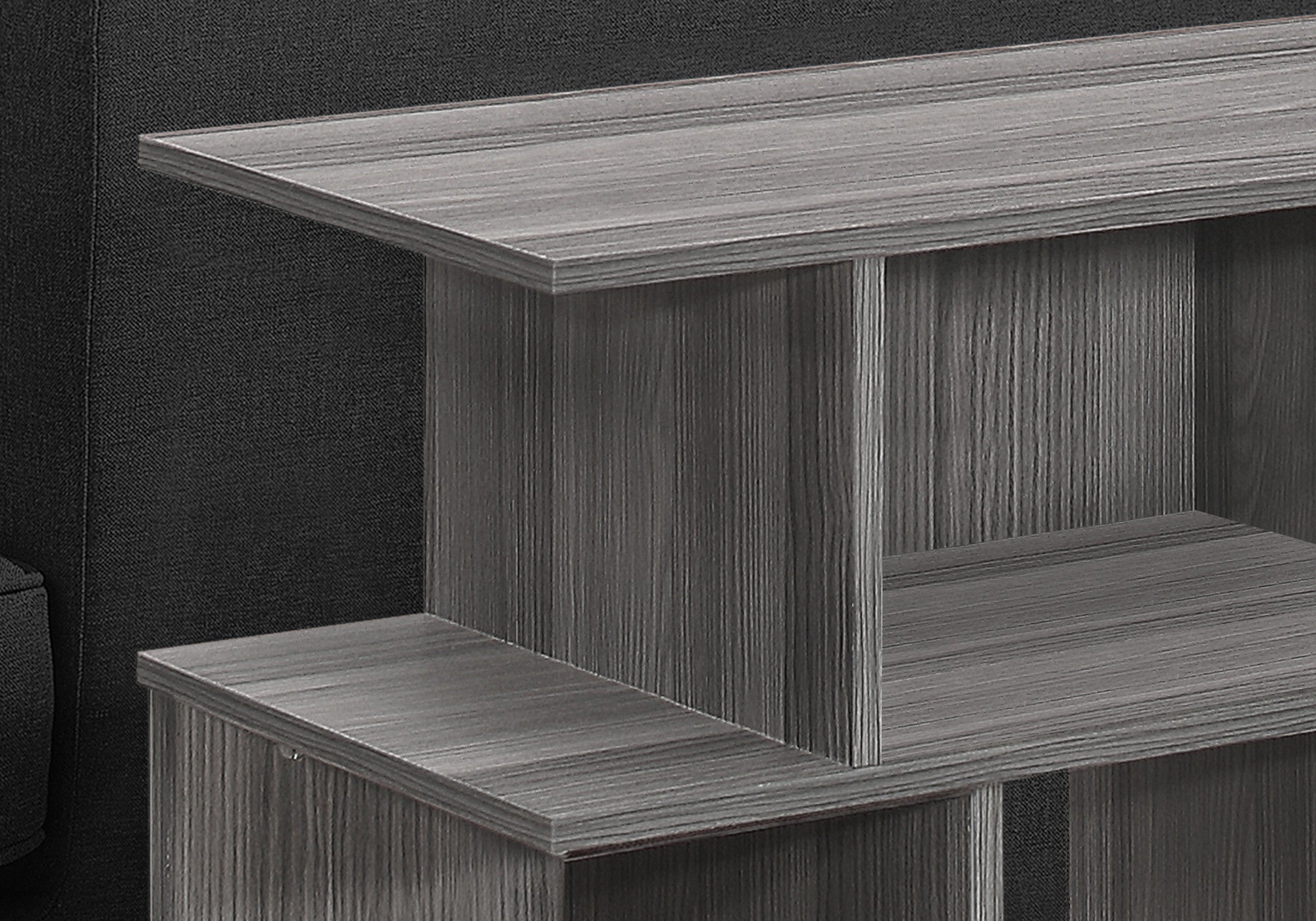 24" Dark Gray Wood End Table With Six Open Shelves-6