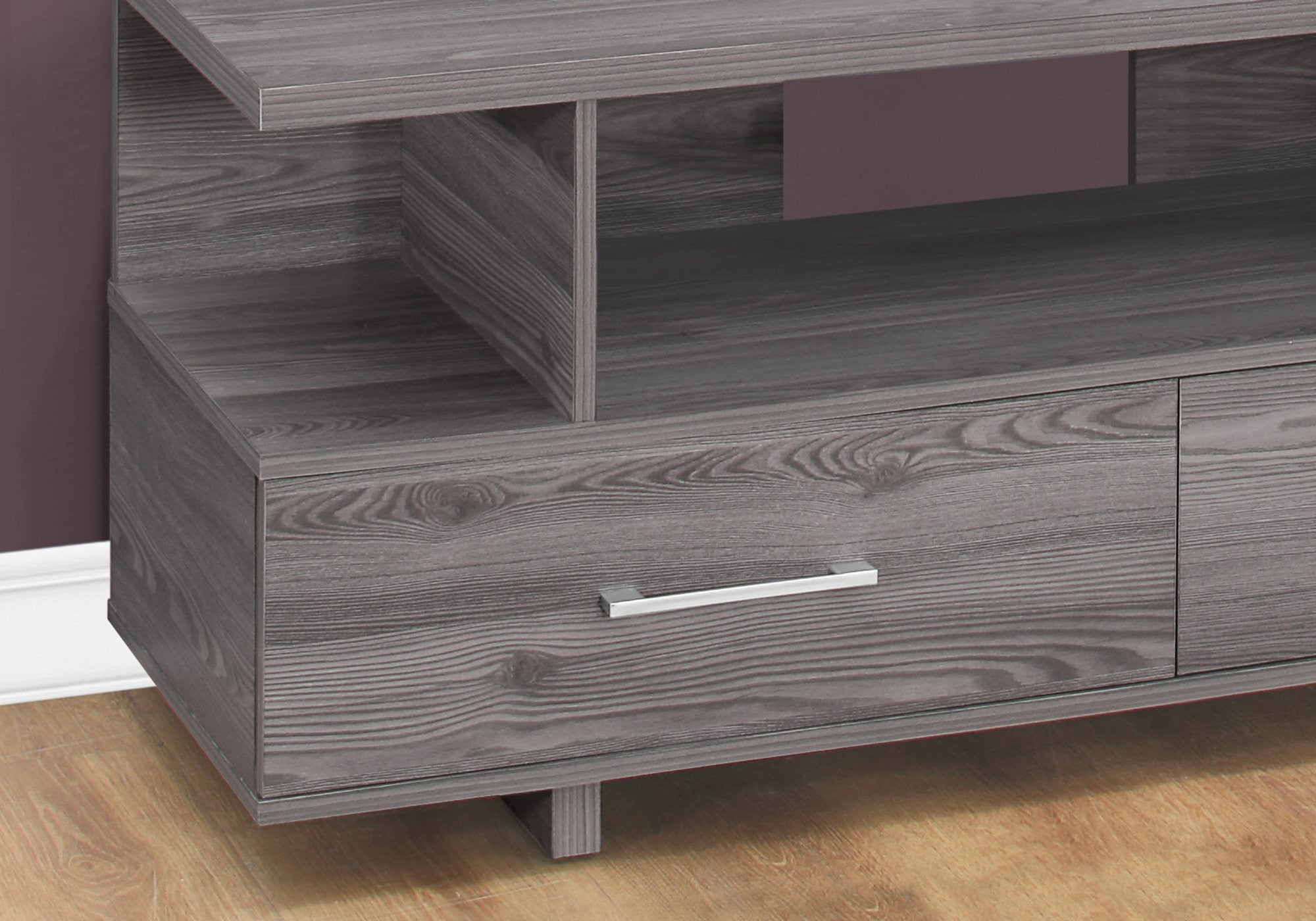 48" Gray Open Shelving Entertainment Center-TV Stands-DECOROLALA