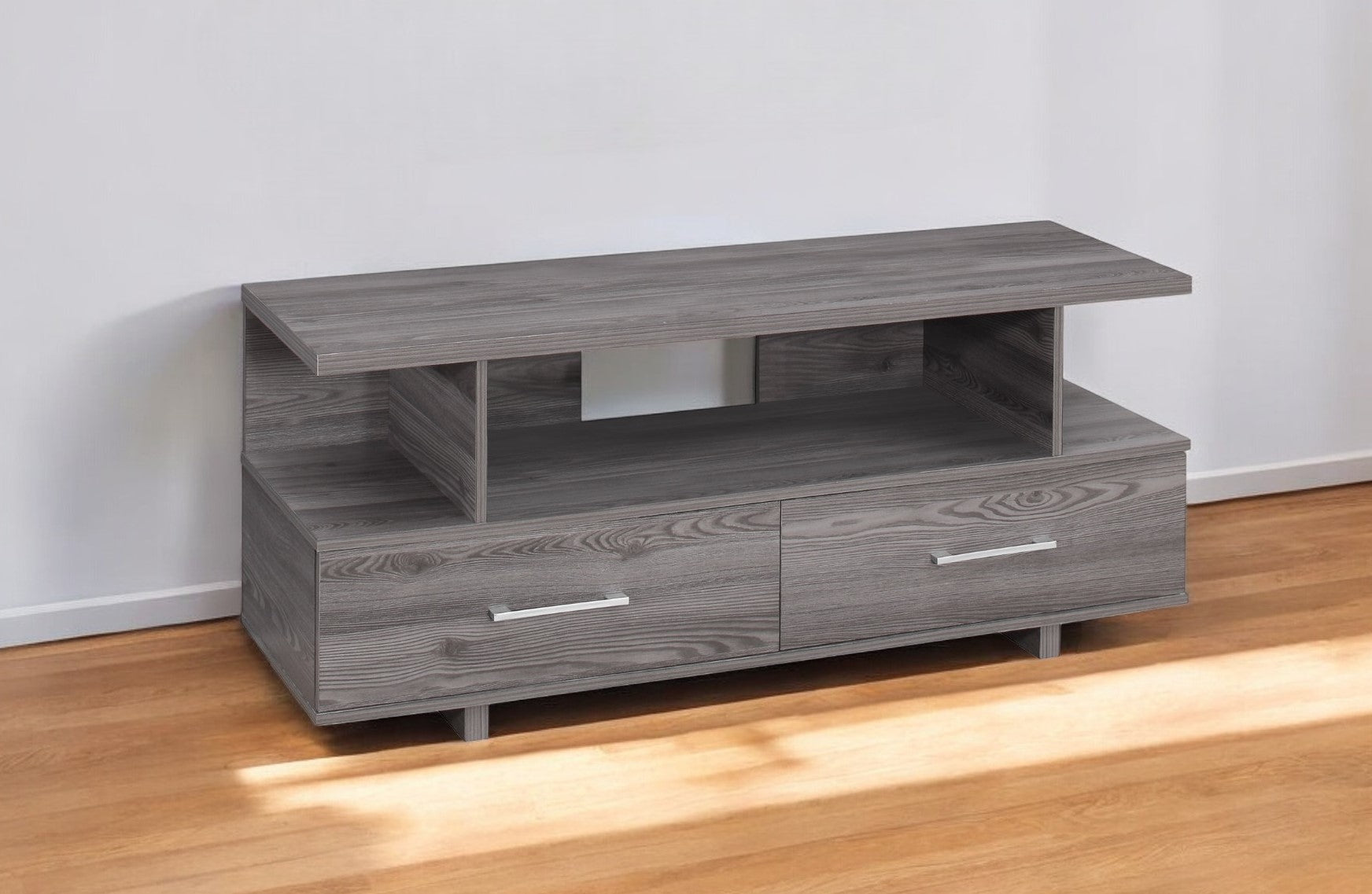 48" Gray Open Shelving Entertainment Center-TV Stands-DECOROLALA