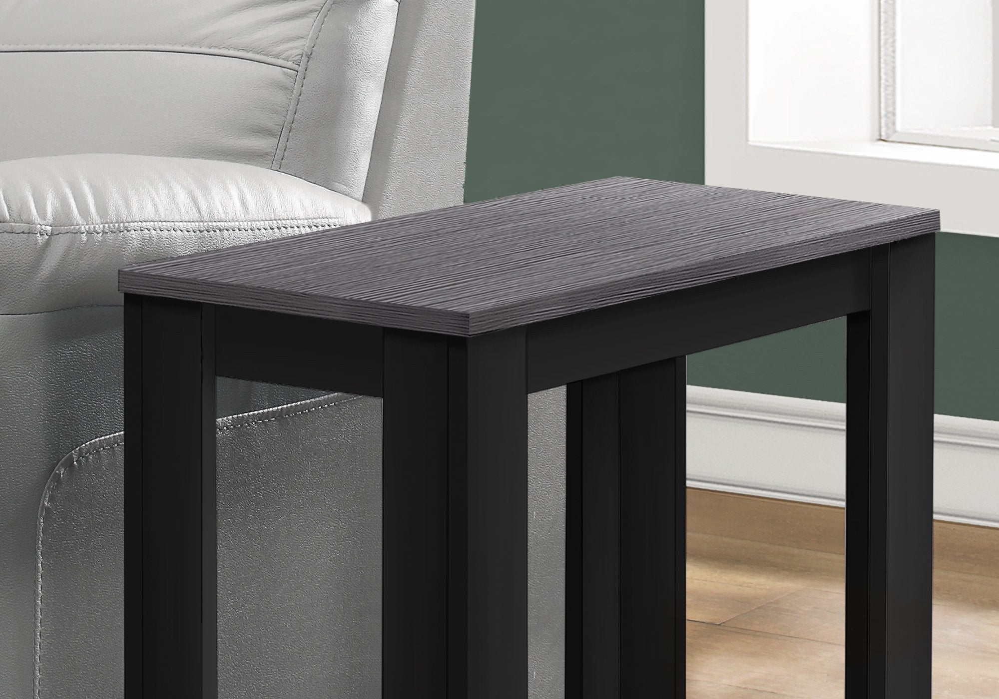 22" Black And Gray End Table With Shelf-End-Side Tables-DECOROLALA