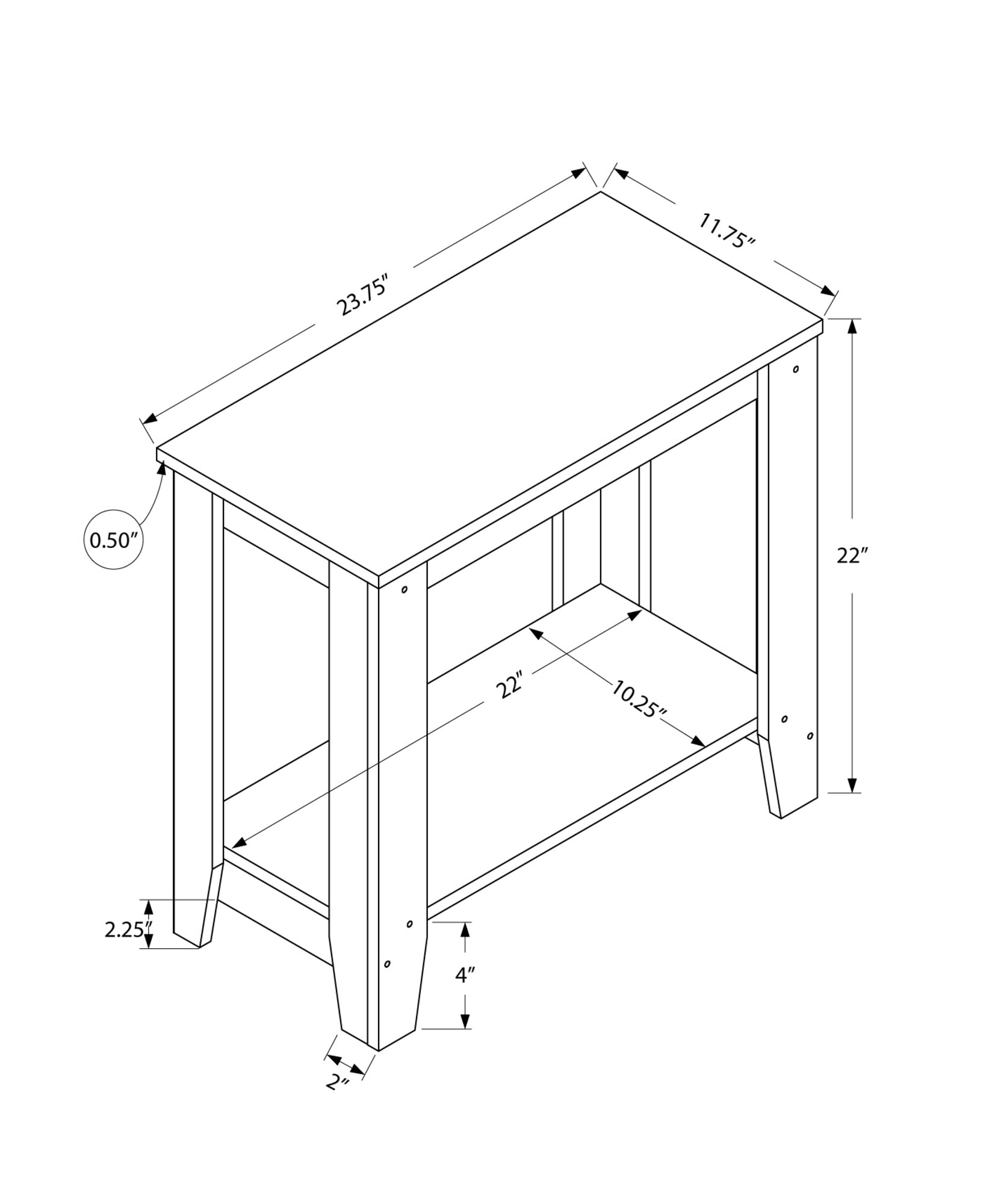 22" Black And Gray End Table With Shelf-End-Side Tables-DECOROLALA