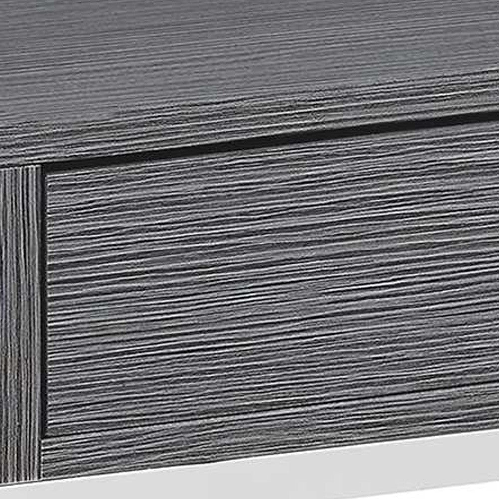 24" Silver And Gray Wood And Metal End Table With Drawer And Shelf-End-Side Tables-DECOROLALA