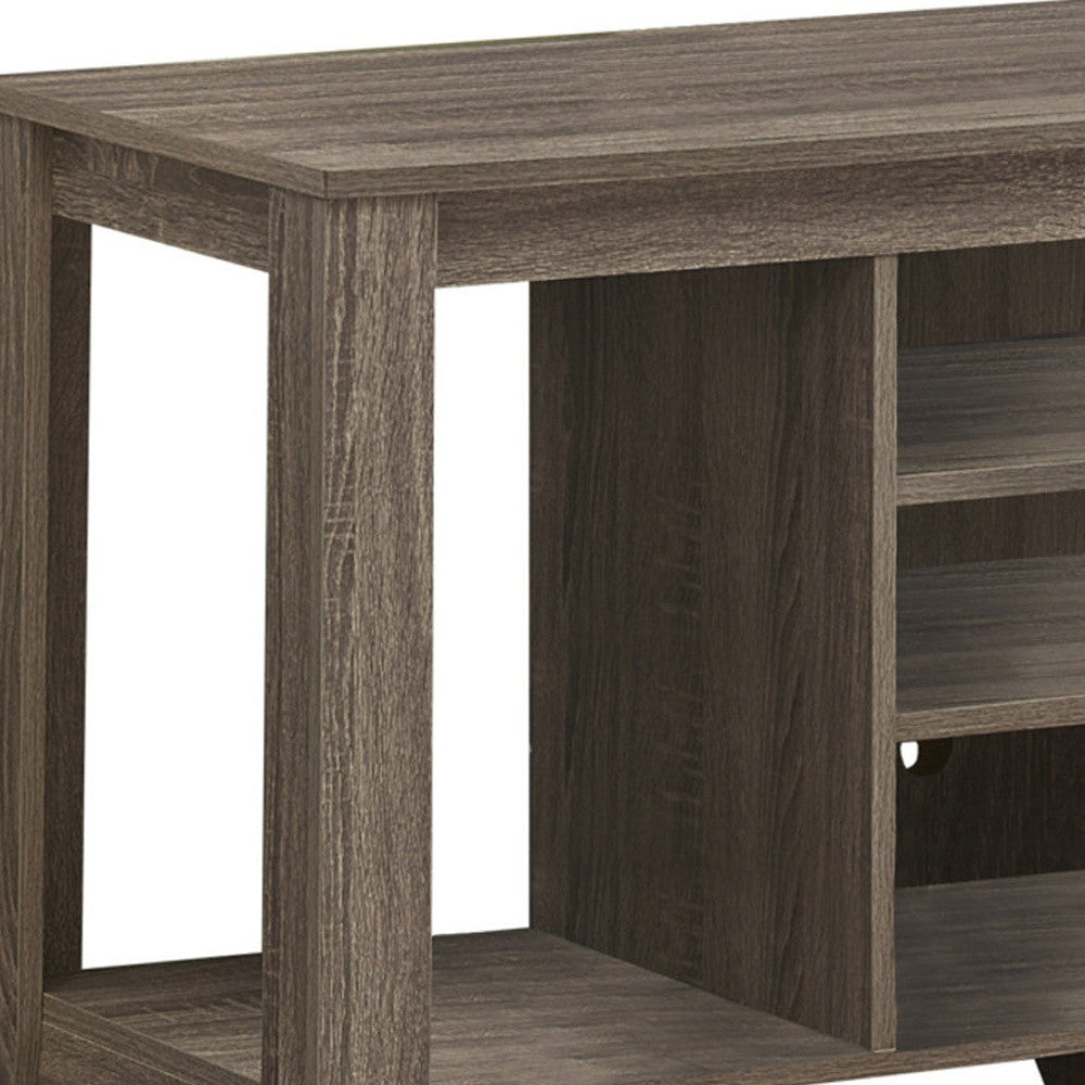 48" Taupe Wood Open Shelving TV Stand-TV Stands-DECOROLALA