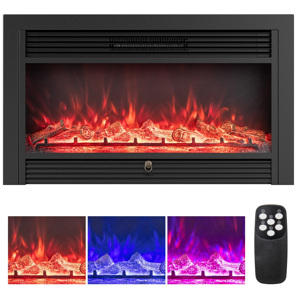 33/36-Inch Electric Fireplace Insert 750W/1500W Recessed Fireplace Heater-1500W-Fireplaces-DECOROLALA