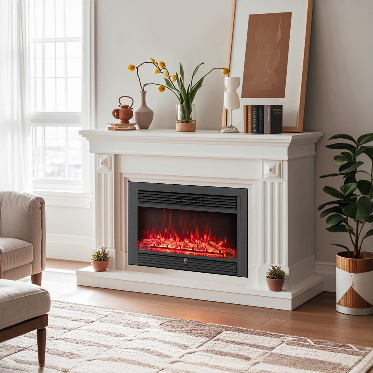 33/36-Inch Electric Fireplace Insert 750W/1500W Recessed Fireplace Heater-750W-Fireplaces-DECOROLALA