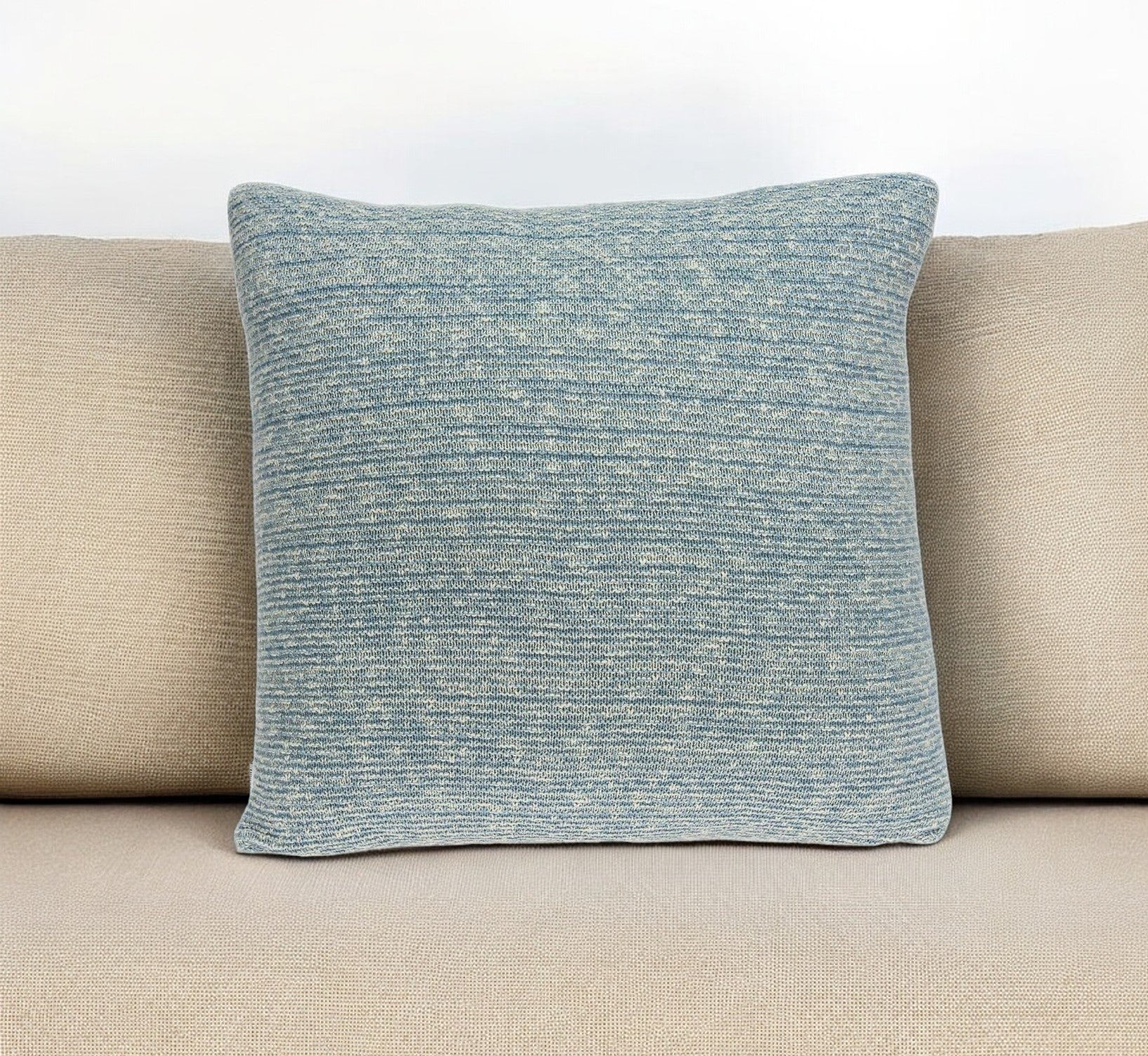 20" Aqua Teal Woven Cotton Blend Throw Pillow-Accent Throw Pillows-DECOROLALA
