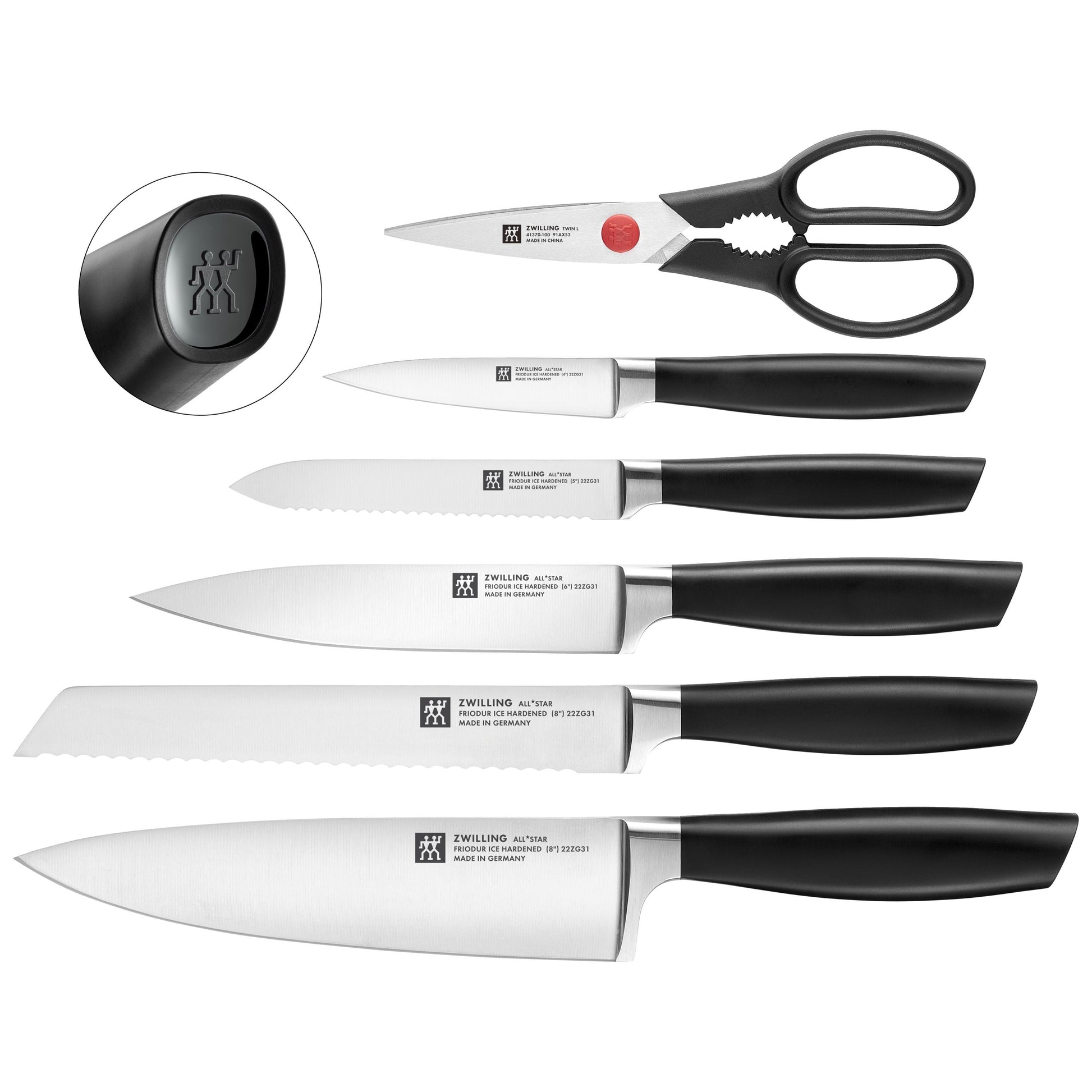 ZWILLING All * Star 7 Piece Knife Block Set, Black-DECOROLALA