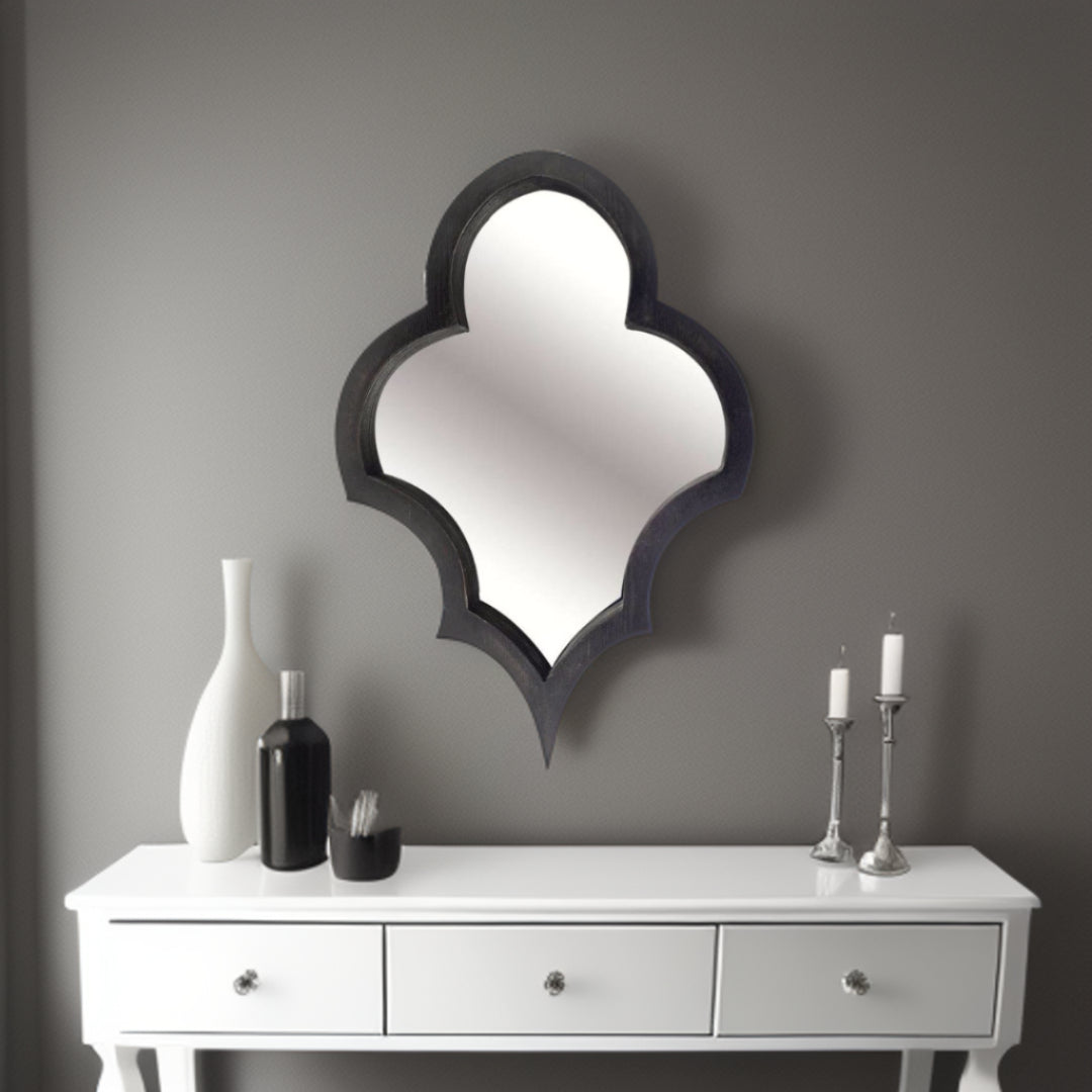 34" Black Novelty Framed Accent Mirror-Mirrors-DECOROLALA