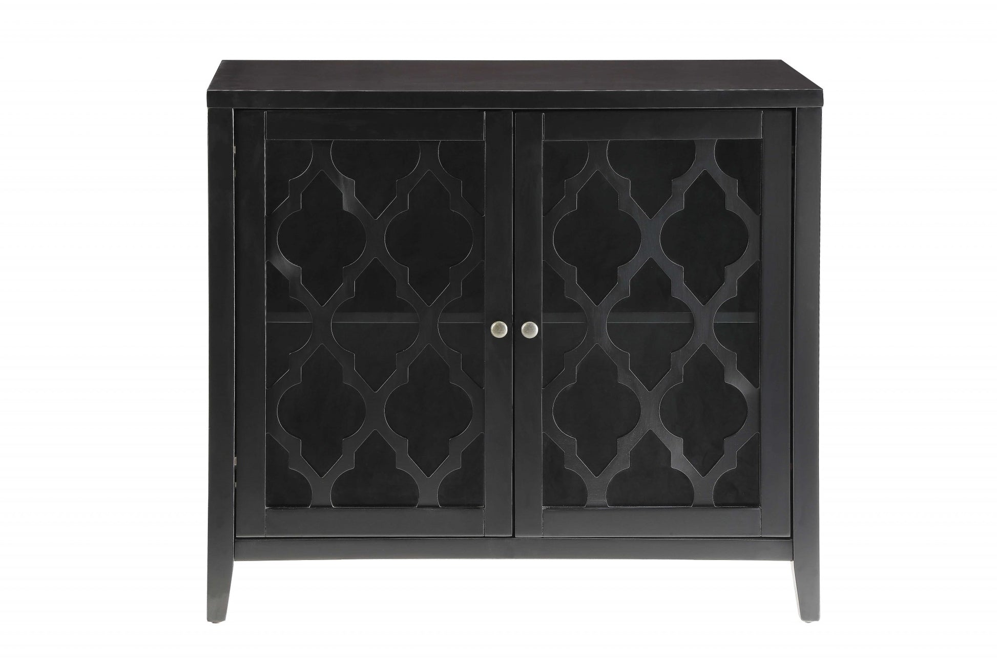 34" Black Sideboard with Two Glass Doors-Sideboards-DECOROLALA