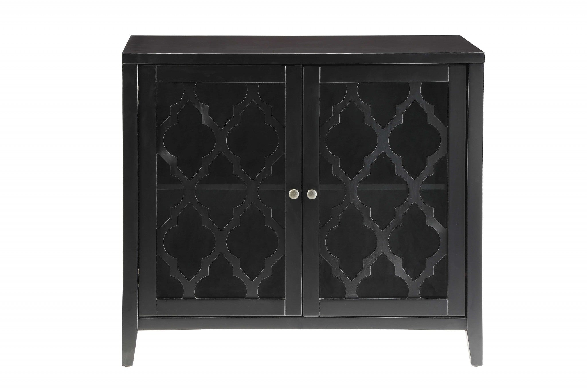 34" Black Sideboard with Two Glass Doors-Sideboards-DECOROLALA