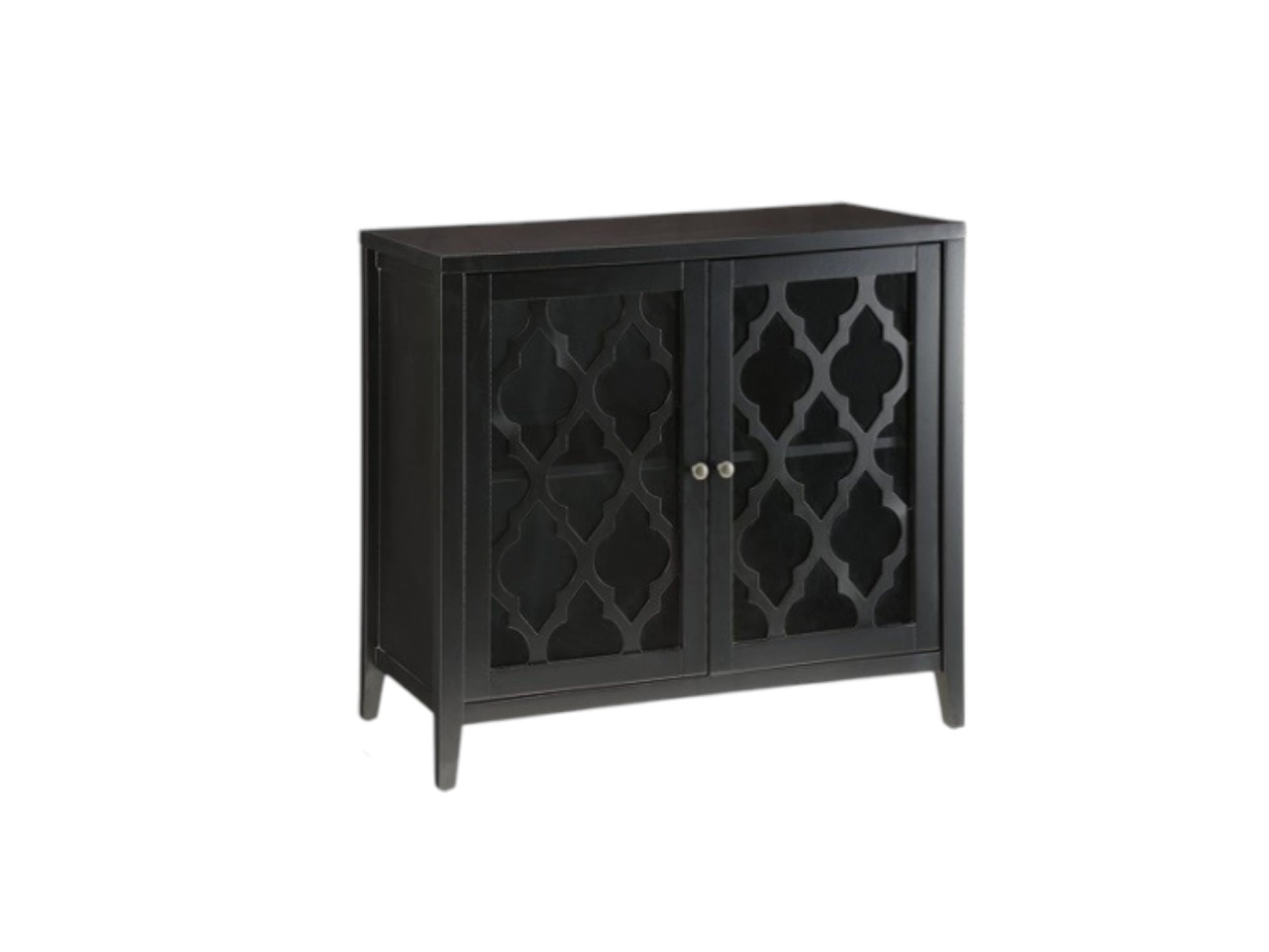 34" Black Sideboard with Two Glass Doors-Sideboards-DECOROLALA